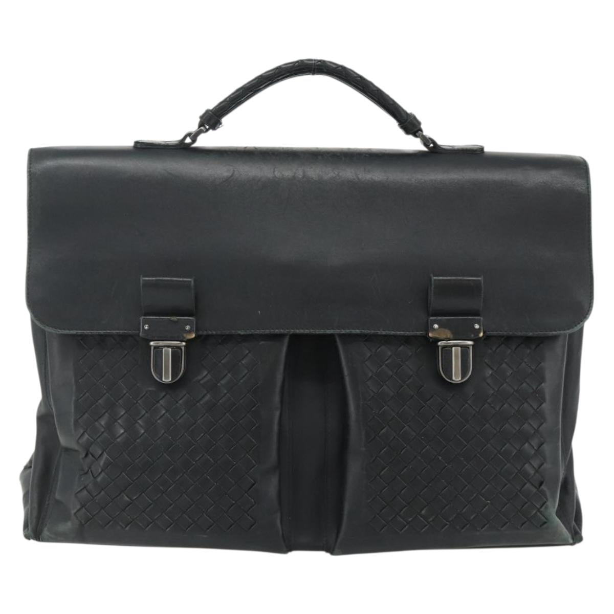 BOTTEGA VENETA INTRECCIATO Business Bag Leather Black 155172 Auth 176192