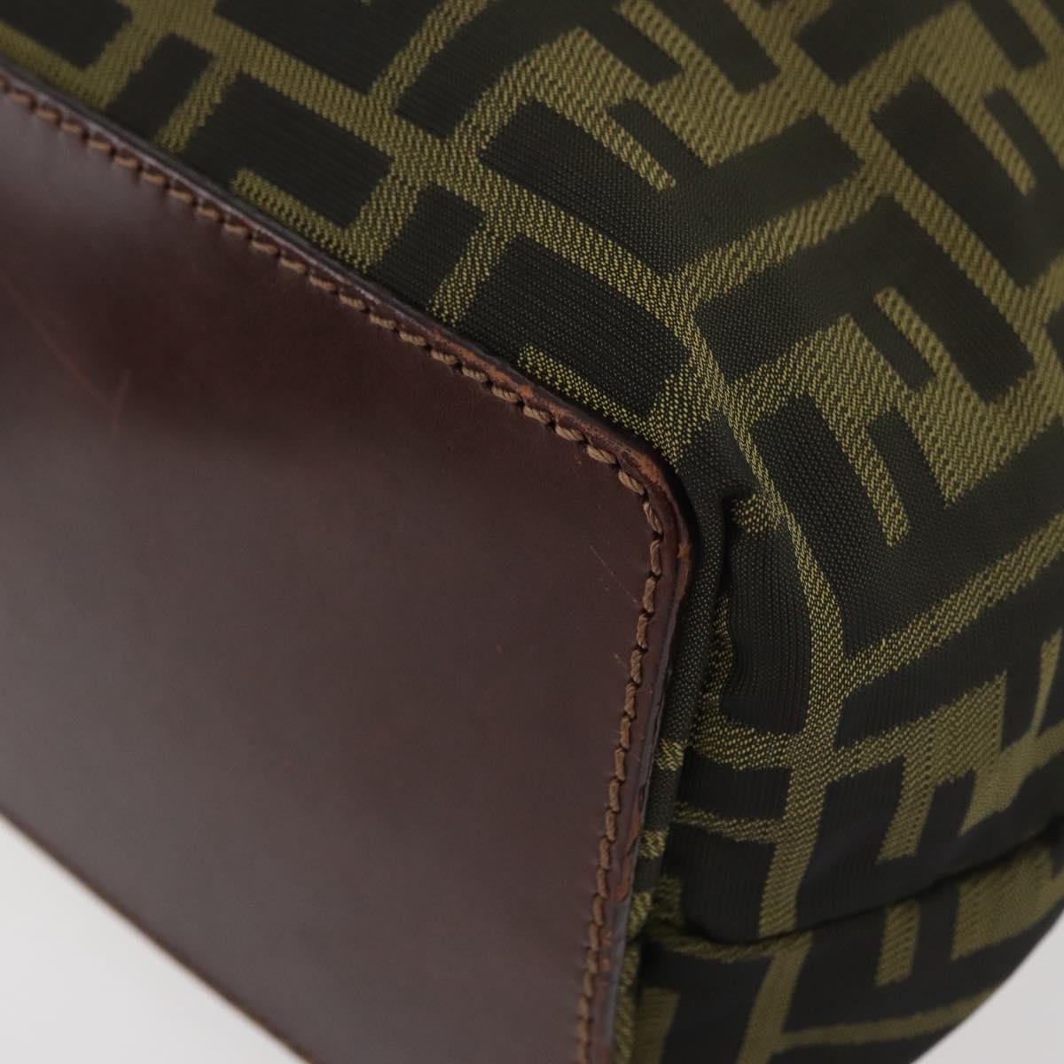 FENDI Zucca Canvas Hand Bag Brown Black Auth 176194