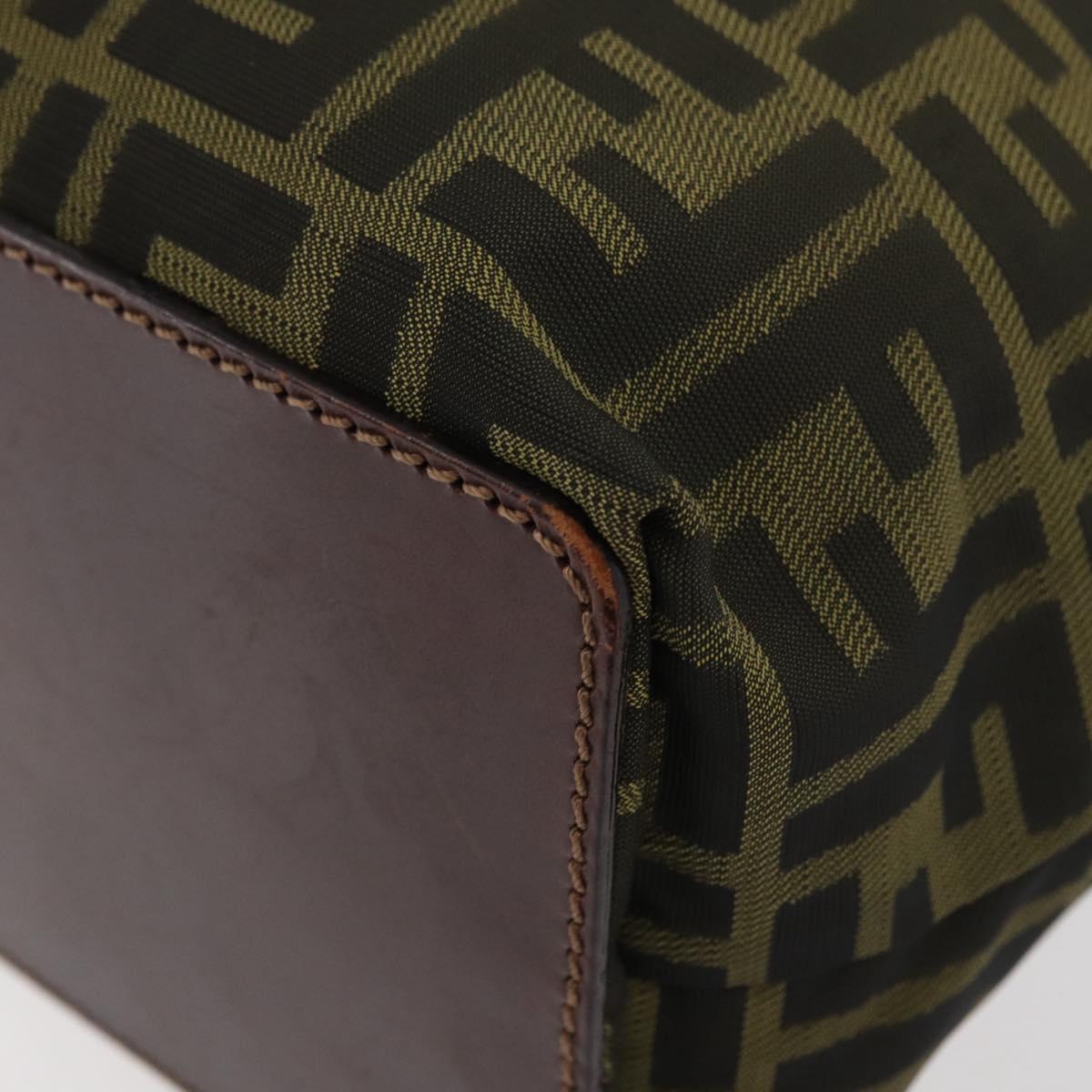 FENDI Zucca Canvas Hand Bag Brown Black Auth 176194