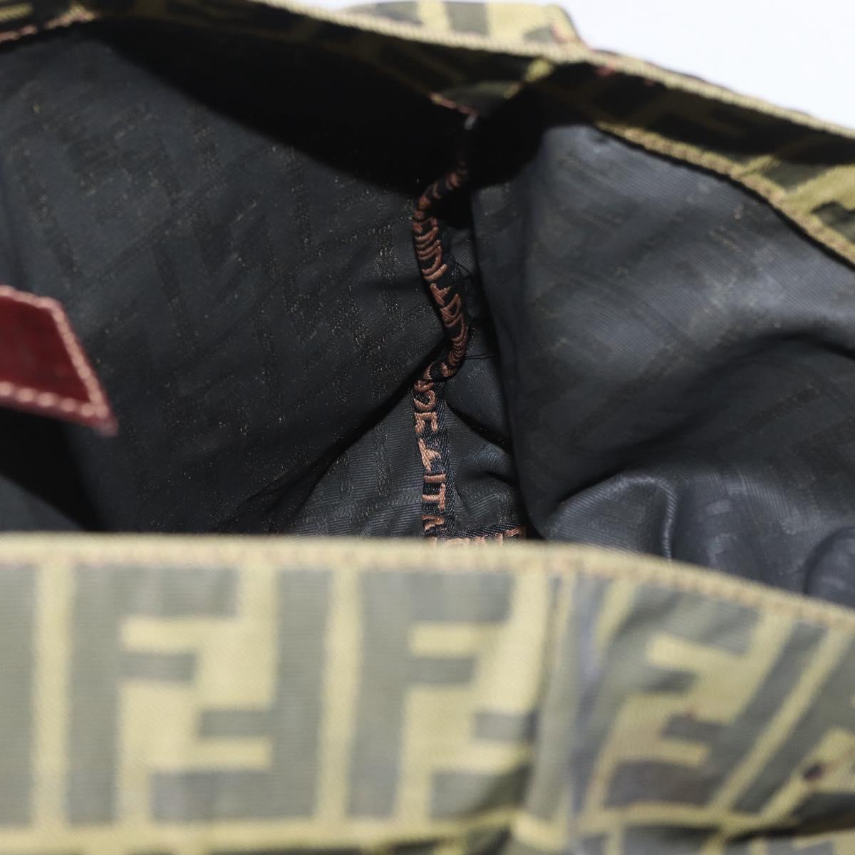 FENDI Zucca Canvas Hand Bag Brown Black Auth 176194