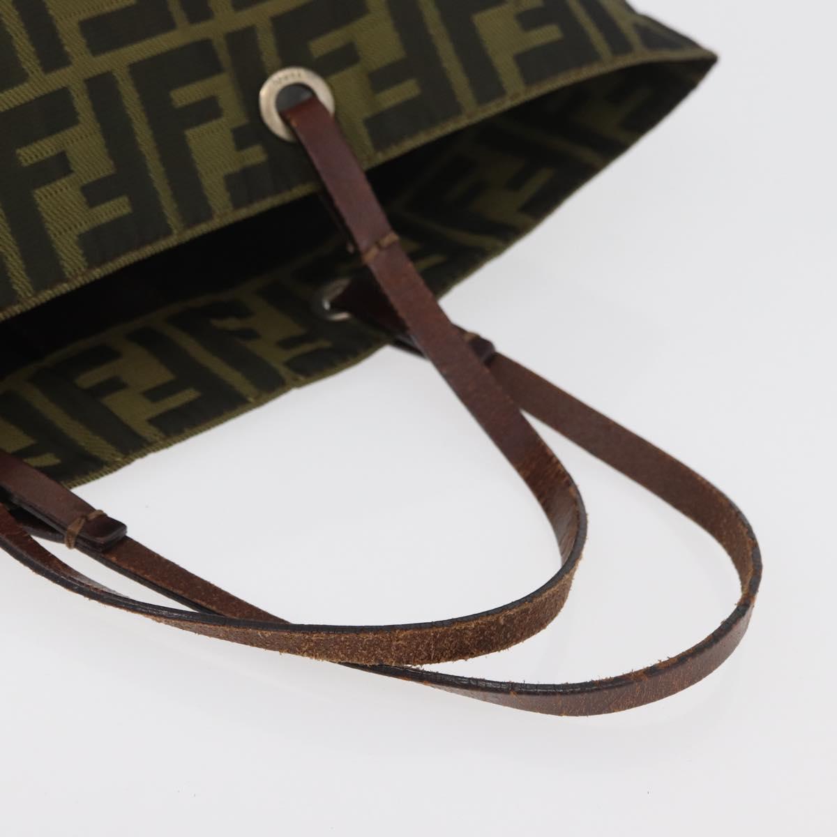 FENDI Zucca Canvas Hand Bag Brown Black Auth 176194