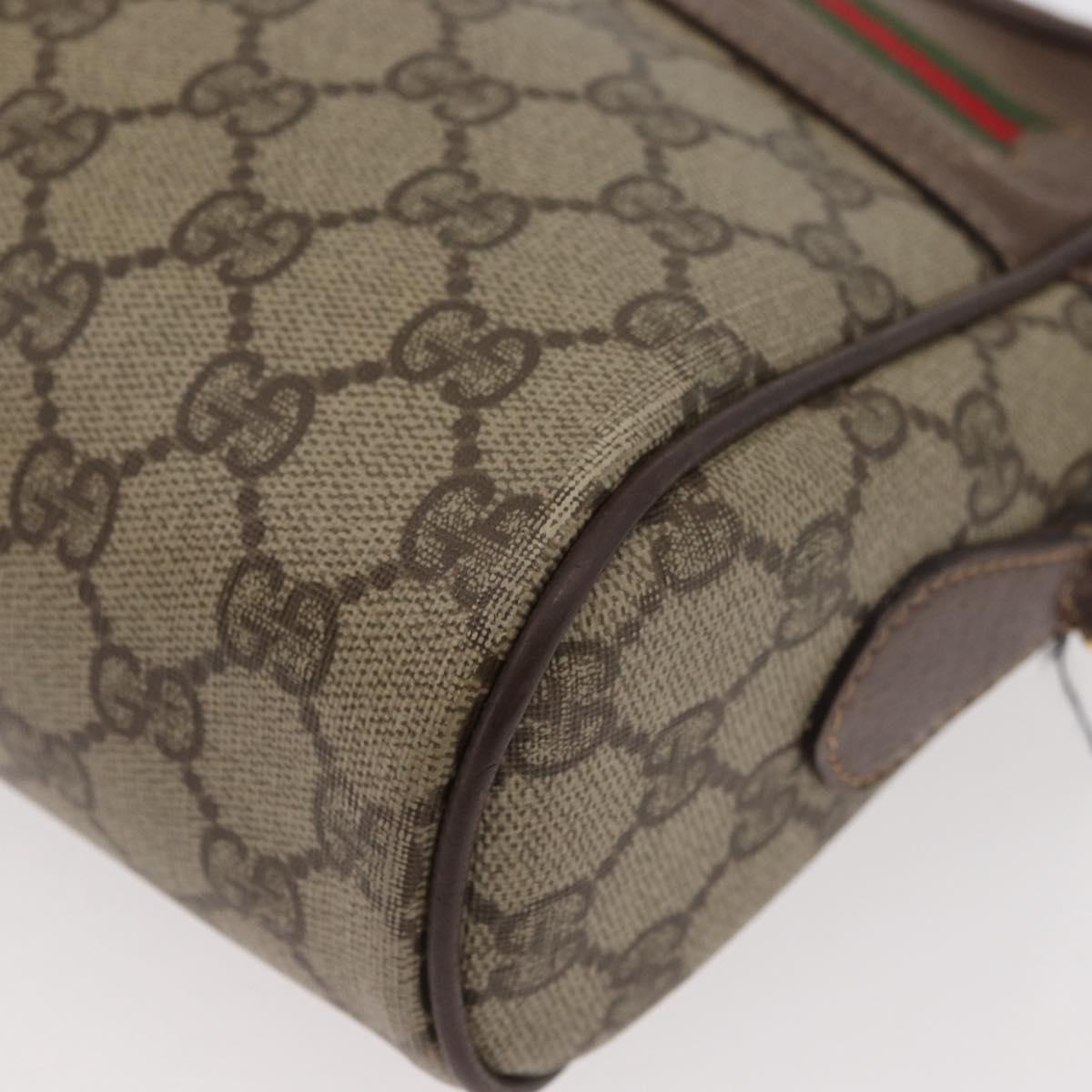 GUCCI GG Supreme Web Sherry Line Bag PVC Beige Gold 001 113 6472 Auth 176195