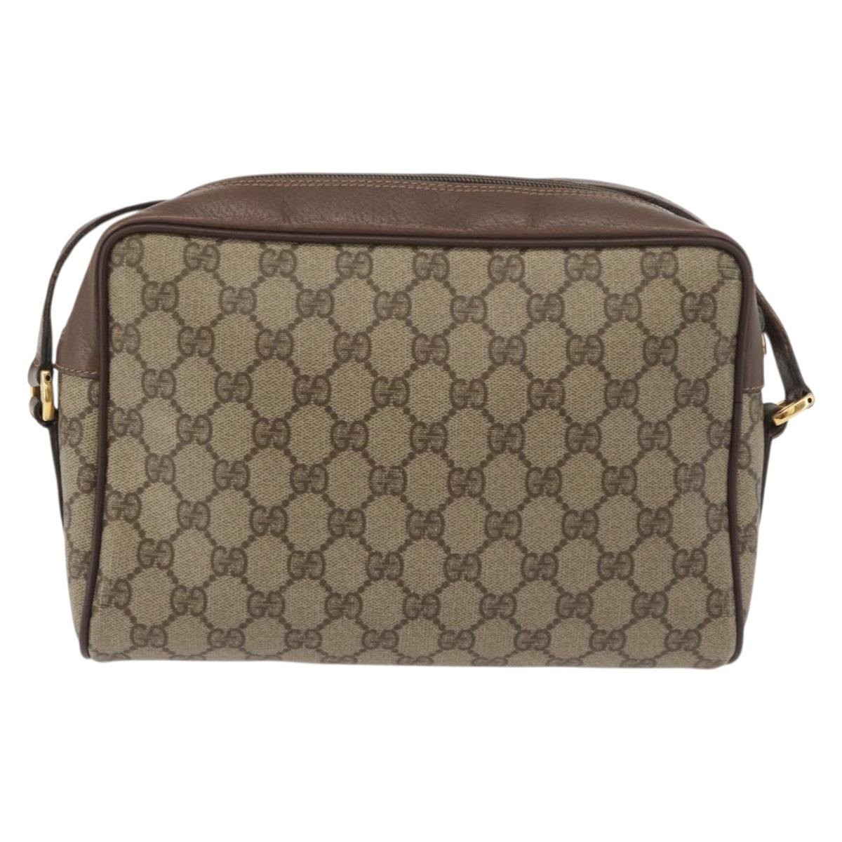 GUCCI GG Supreme Web Sherry Line Bag PVC Beige Gold 001 113 6472 Auth 176195