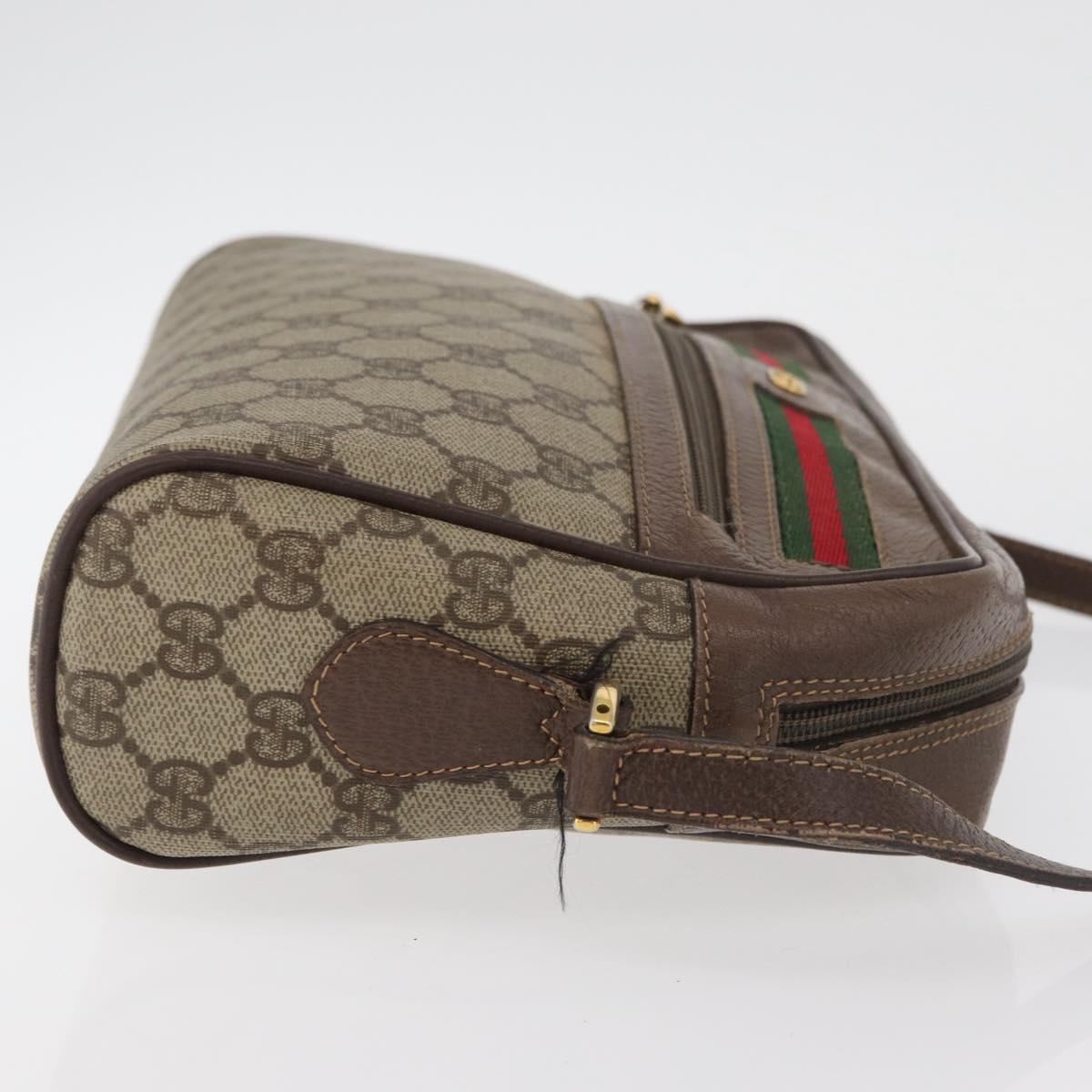 GUCCI GG Supreme Web Sherry Line Bag PVC Beige Gold 001 113 6472 Auth 176195