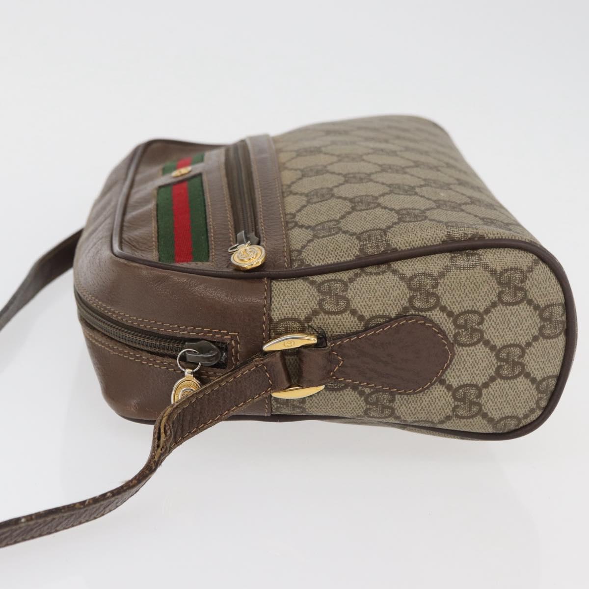 GUCCI GG Supreme Web Sherry Line Bag PVC Beige Gold 001 113 6472 Auth 176195