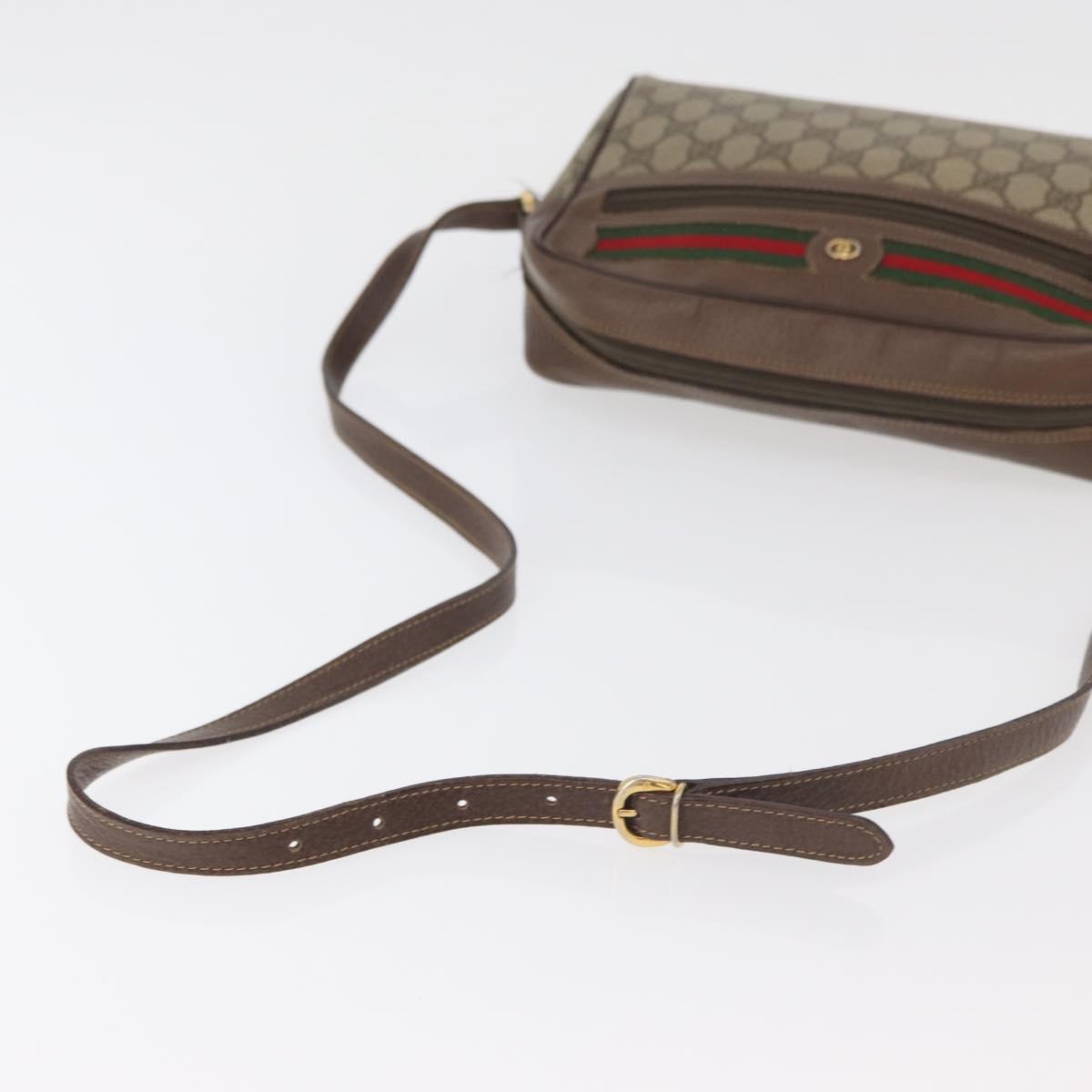 GUCCI GG Supreme Web Sherry Line Bag PVC Beige Gold 001 113 6472 Auth 176195