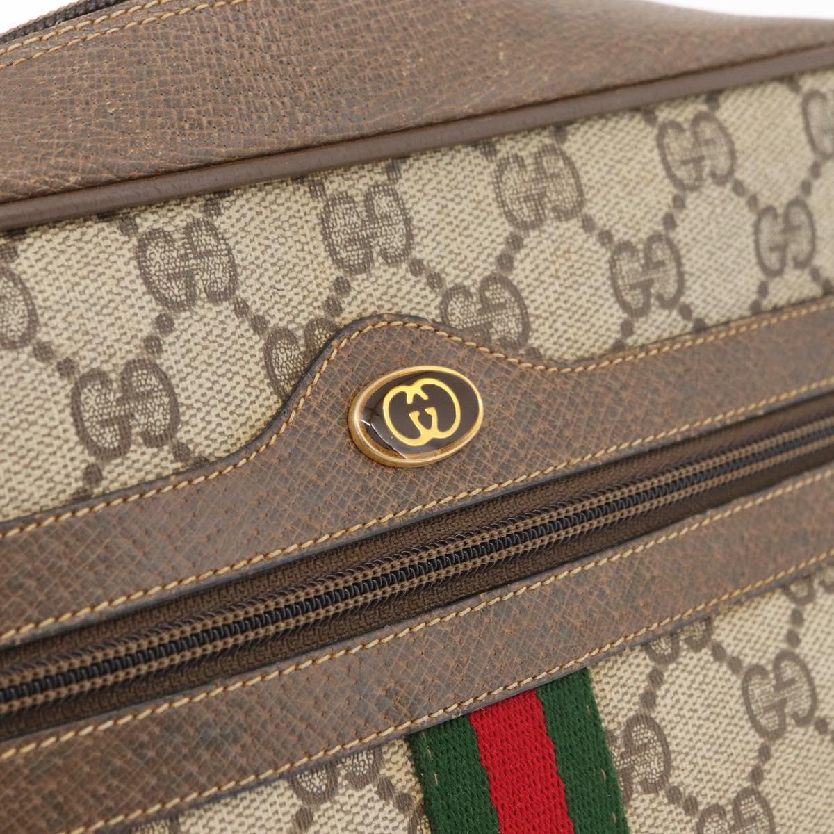 GUCCI GG Supreme Web Sherry Line Bag PVC Beige Red 68 02 005 Auth 176196