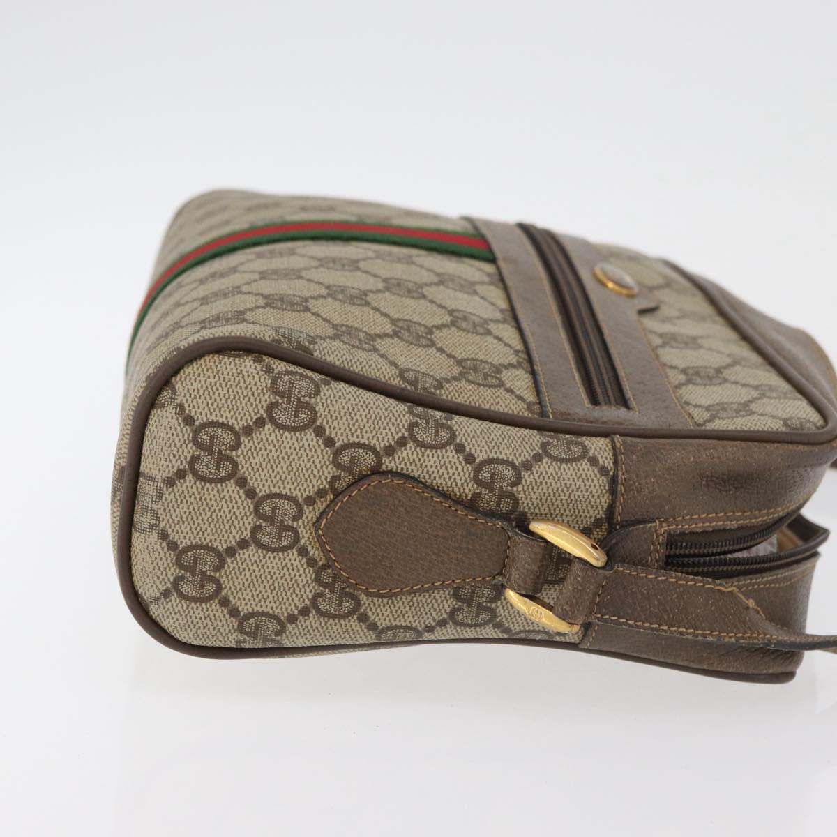 GUCCI GG Supreme Web Sherry Line Bag PVC Beige Red 68 02 005 Auth 176196