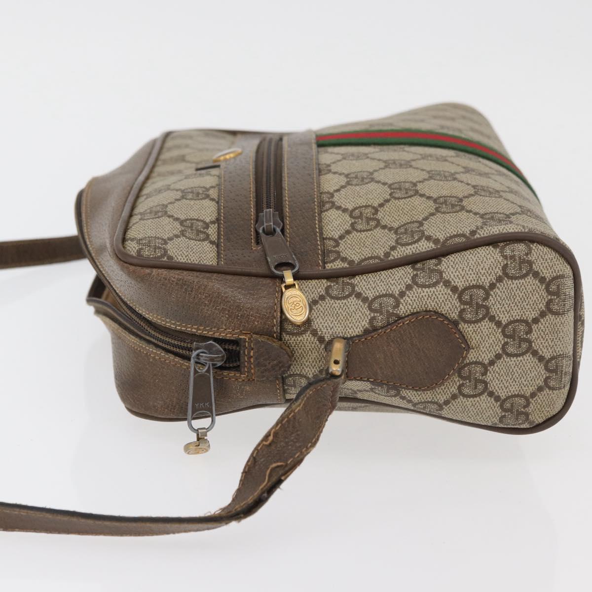GUCCI GG Supreme Web Sherry Line Bag PVC Beige Red 68 02 005 Auth 176196