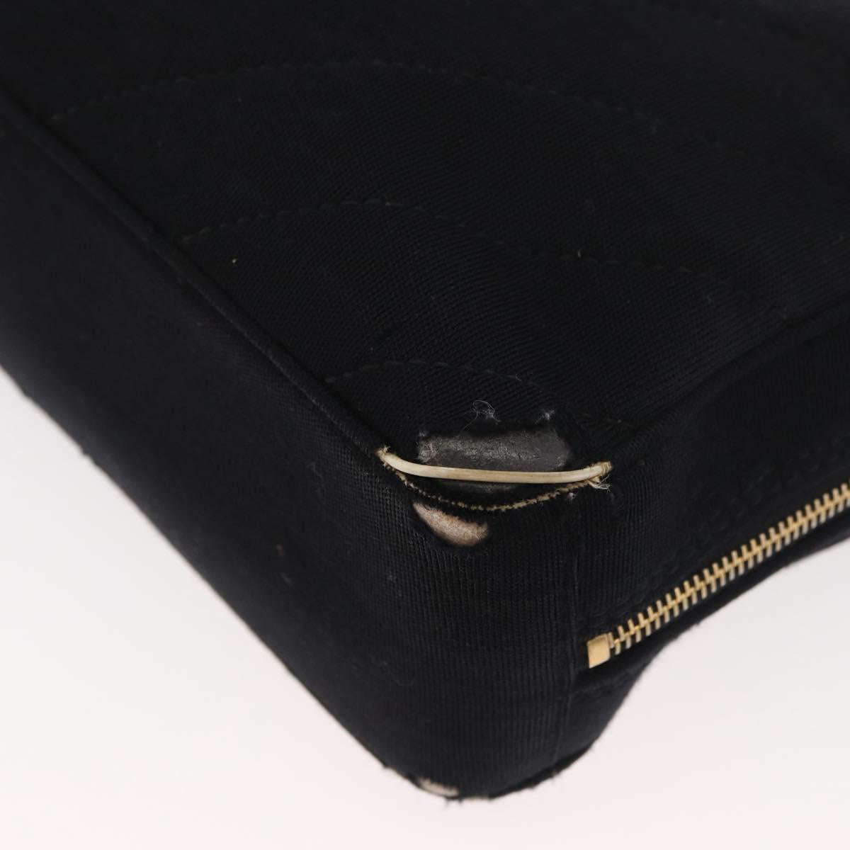 CHANEL V Stitch Chain Hand Bag Cotton Black Gold CC Auth 176202