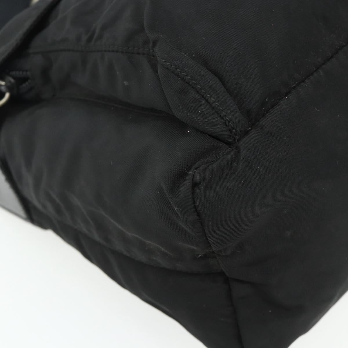 PRADA Shoulder Bag Nylon Black Silver Auth 176211