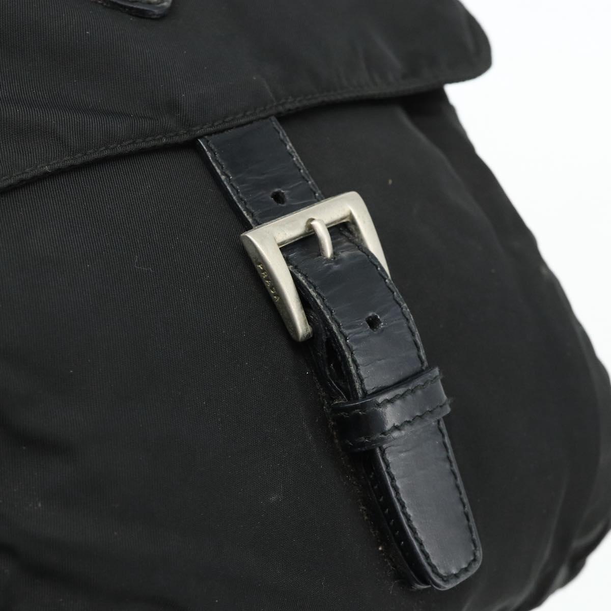 PRADA Shoulder Bag Nylon Black Silver Auth 176211