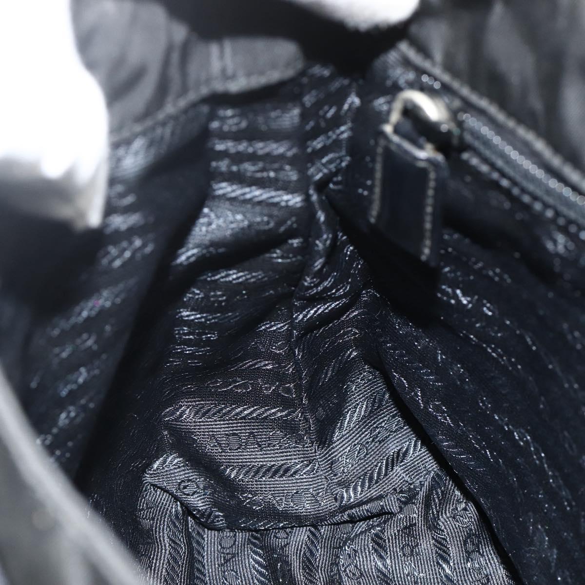 PRADA Shoulder Bag Nylon Black Silver Auth 176211