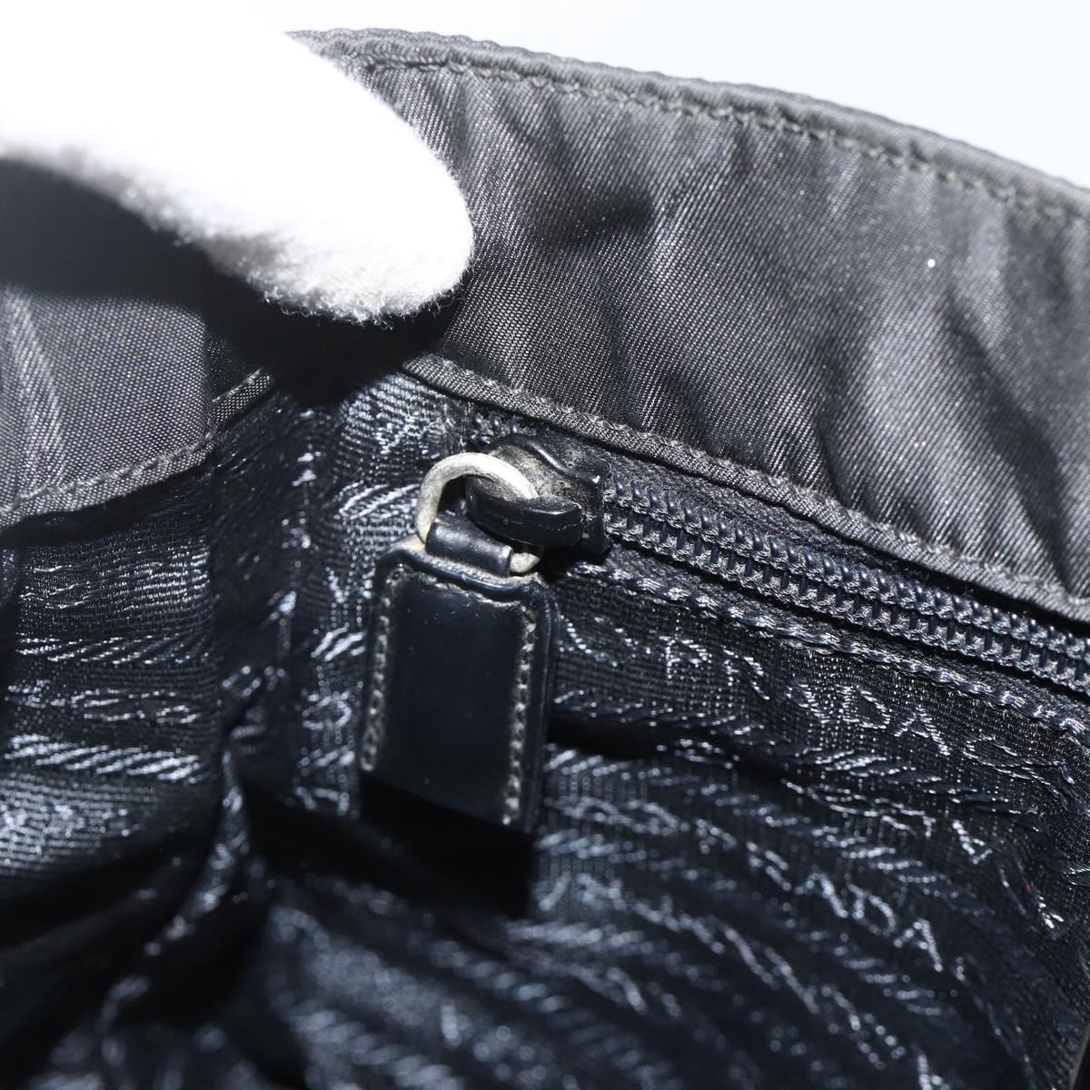 PRADA Shoulder Bag Nylon Black Silver Auth 176211