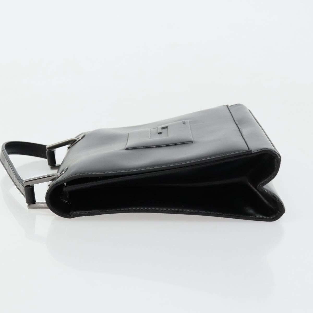 GUCCI Hand Bag Leather Black Silver 007 2002 Auth 176212