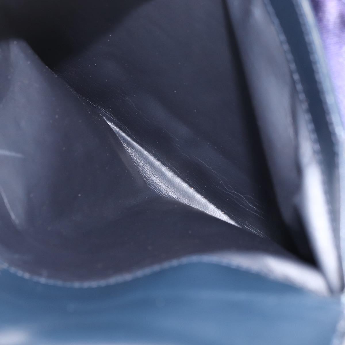 GUCCI Hand Bag Leather Navy Gold Auth 176213
