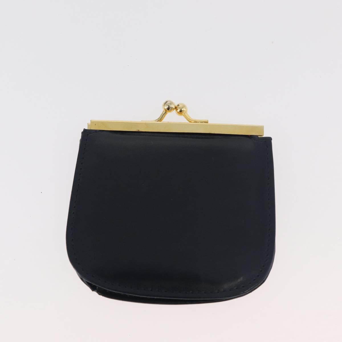 GUCCI Hand Bag Leather Navy Gold Auth 176213
