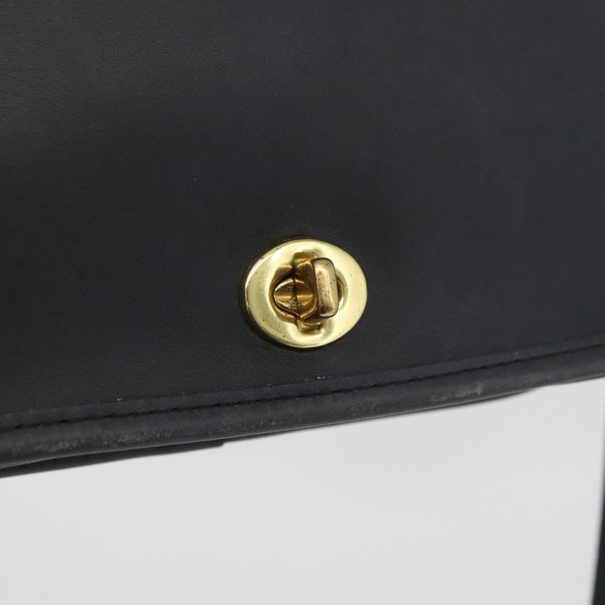Coach Shoulder Bag Leather Black Gold Auth 176214A