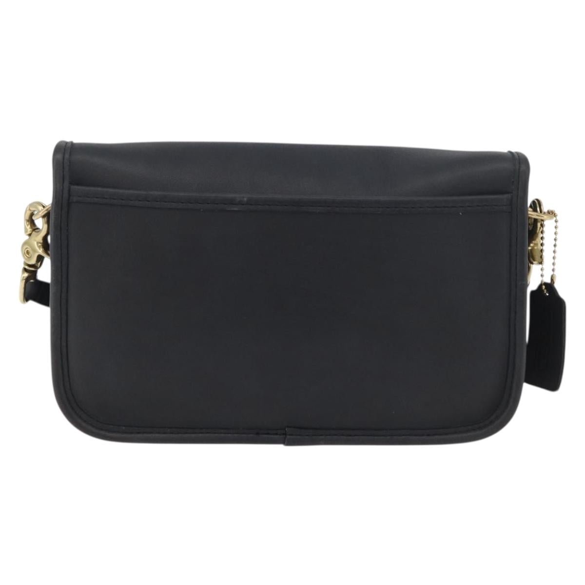 Coach Shoulder Bag Leather Black Gold Auth 176214A