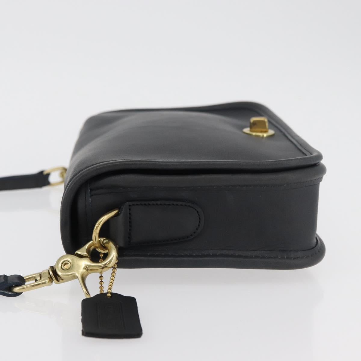 Coach Shoulder Bag Leather Black Gold Auth 176214A