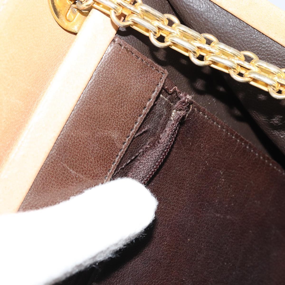 CHANEL Matelasse Chain Shoulder Bag Lamb Skin Beige Gold CC Auth 176218