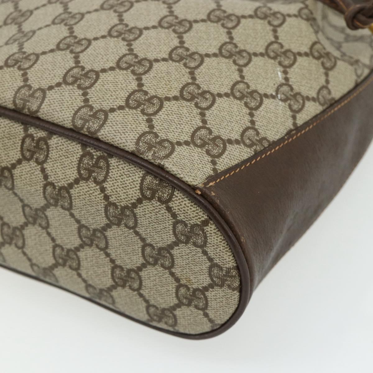 GUCCI GG Supreme Drawstring Bag Web Sherry Line PVC Beige 164 02 034 Auth 176220