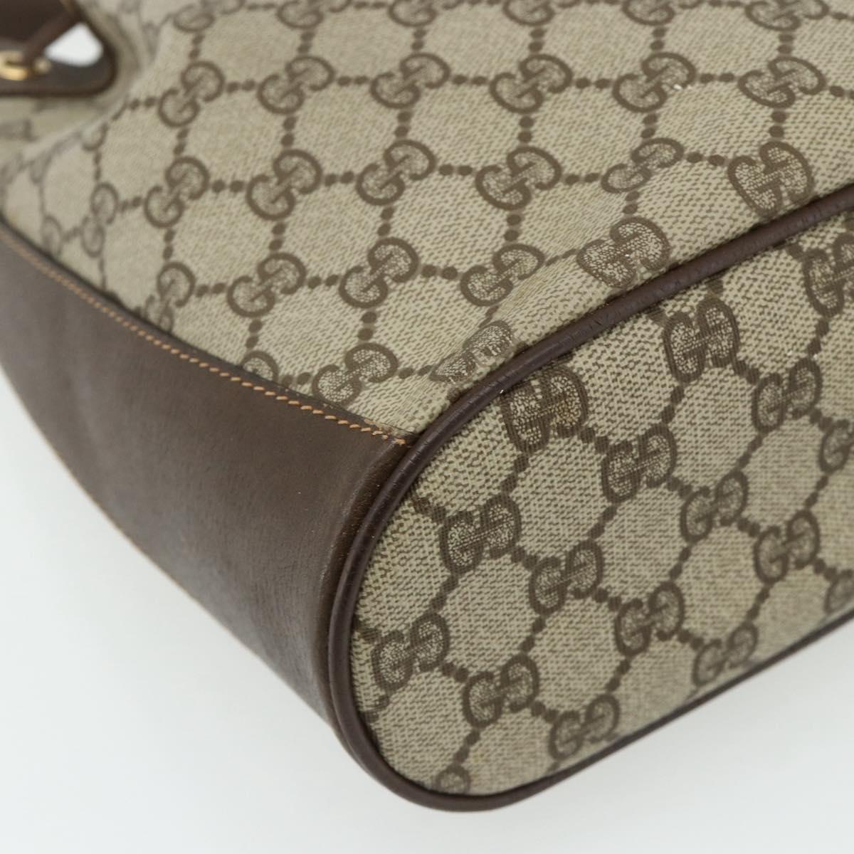 GUCCI GG Supreme Drawstring Bag Web Sherry Line PVC Beige 164 02 034 Auth 176220