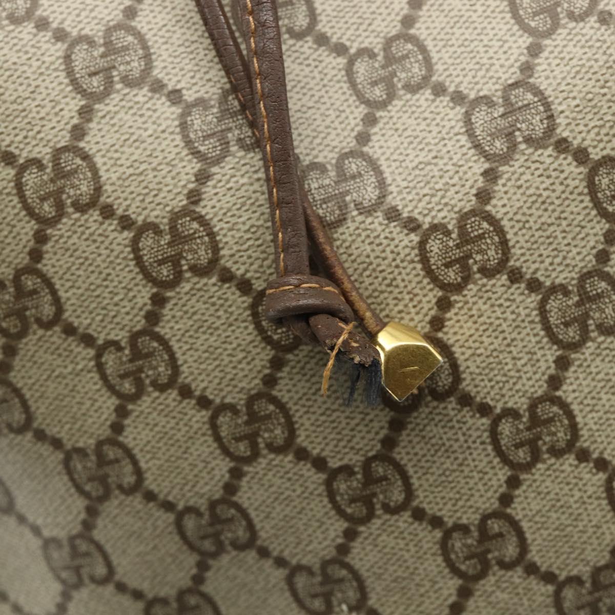 GUCCI GG Supreme Drawstring Bag Web Sherry Line PVC Beige 164 02 034 Auth 176220