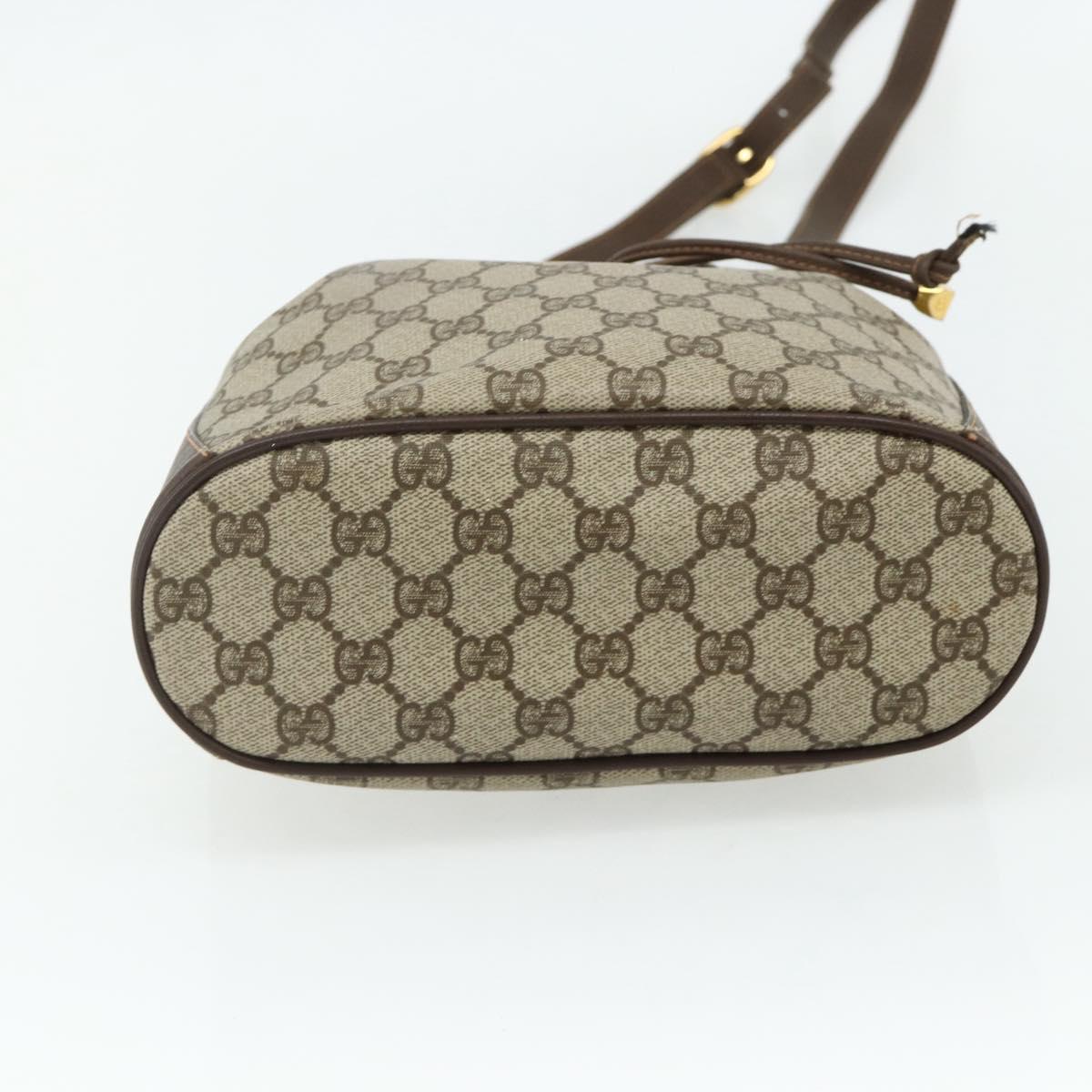GUCCI GG Supreme Drawstring Bag Web Sherry Line PVC Beige 164 02 034 Auth 176220