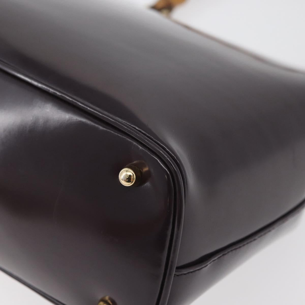 GUCCI Bamboo Hand Bag patent Bordeaux Gold 000 4781 0295 Auth 176222