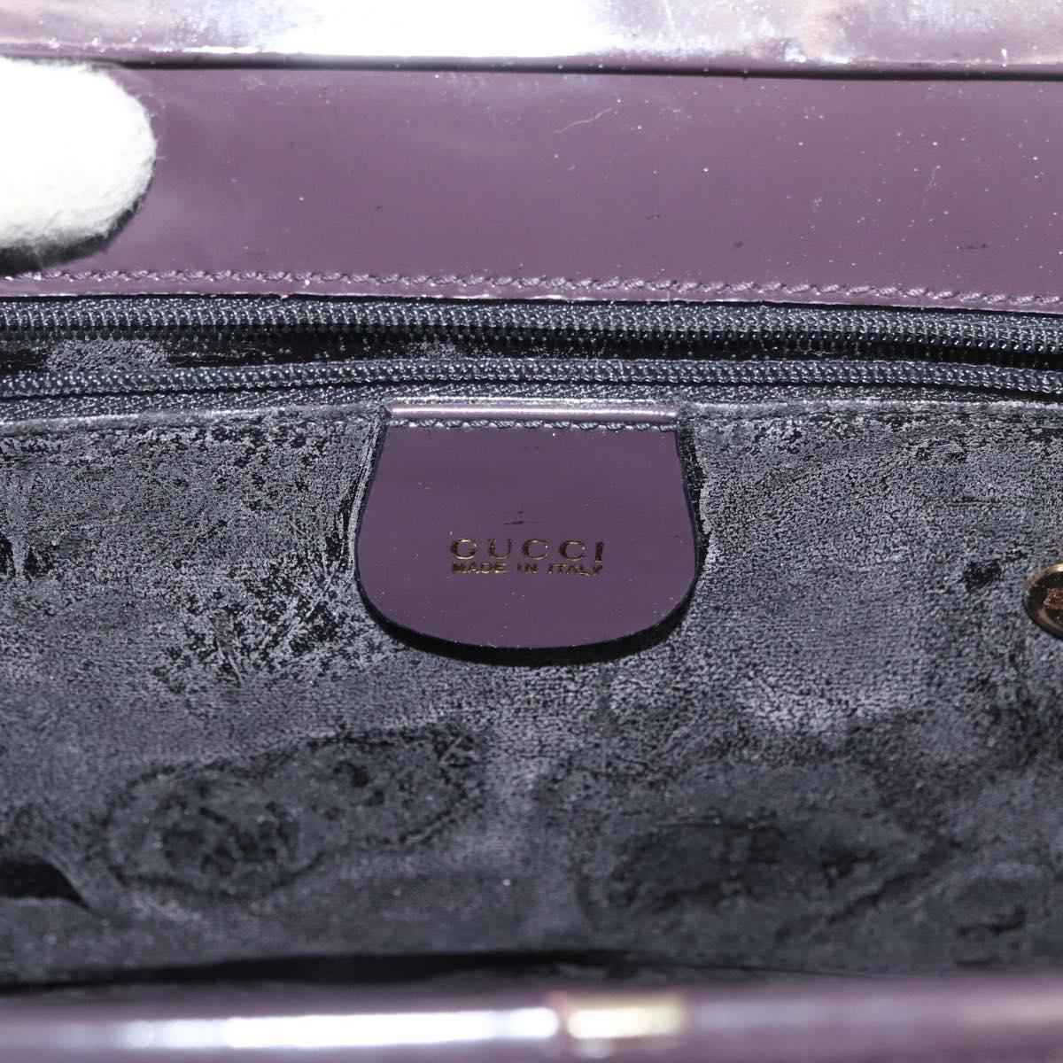 GUCCI Bamboo Hand Bag patent Bordeaux Gold 000 4781 0295 Auth 176222