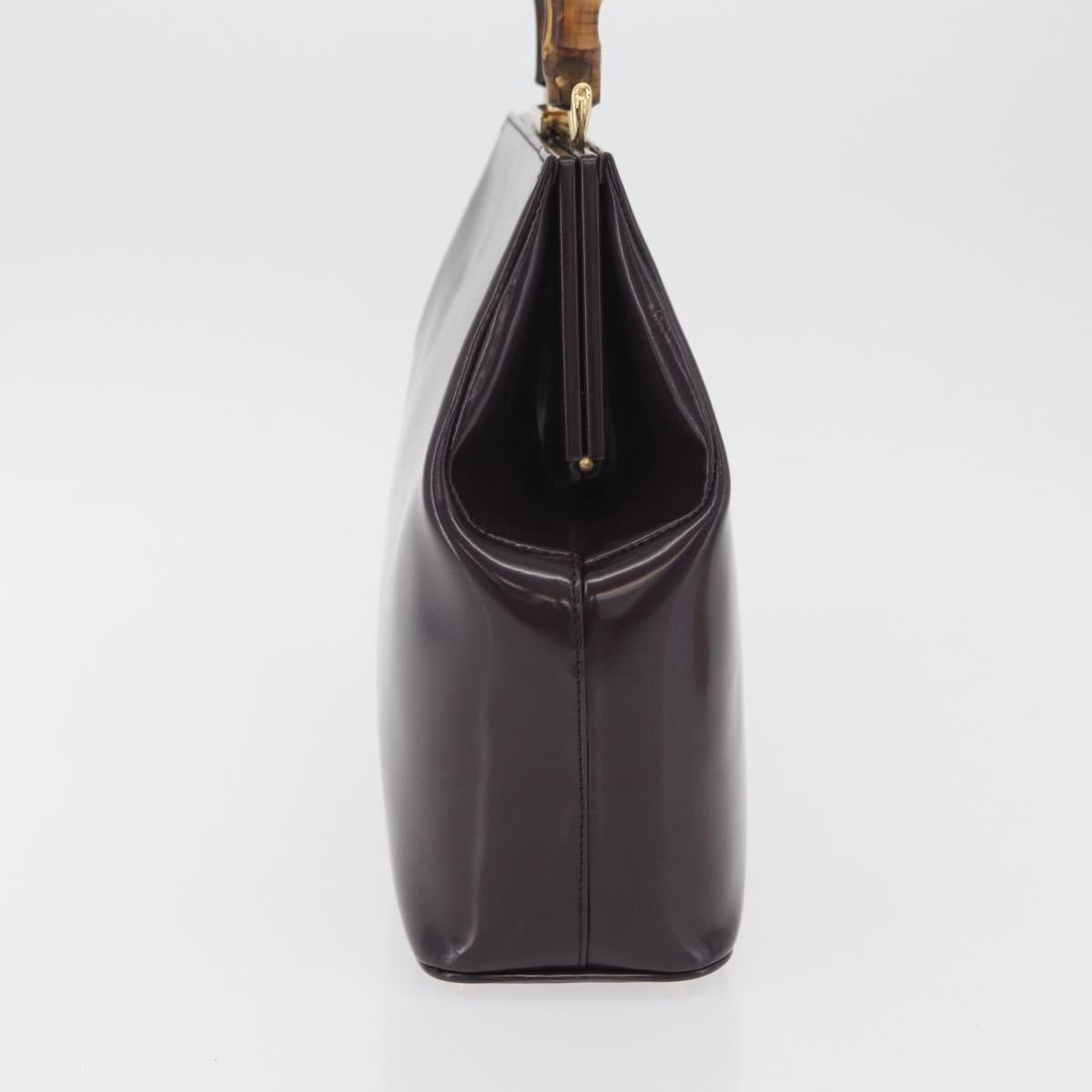 GUCCI Bamboo Hand Bag patent Bordeaux Gold 000 4781 0295 Auth 176222