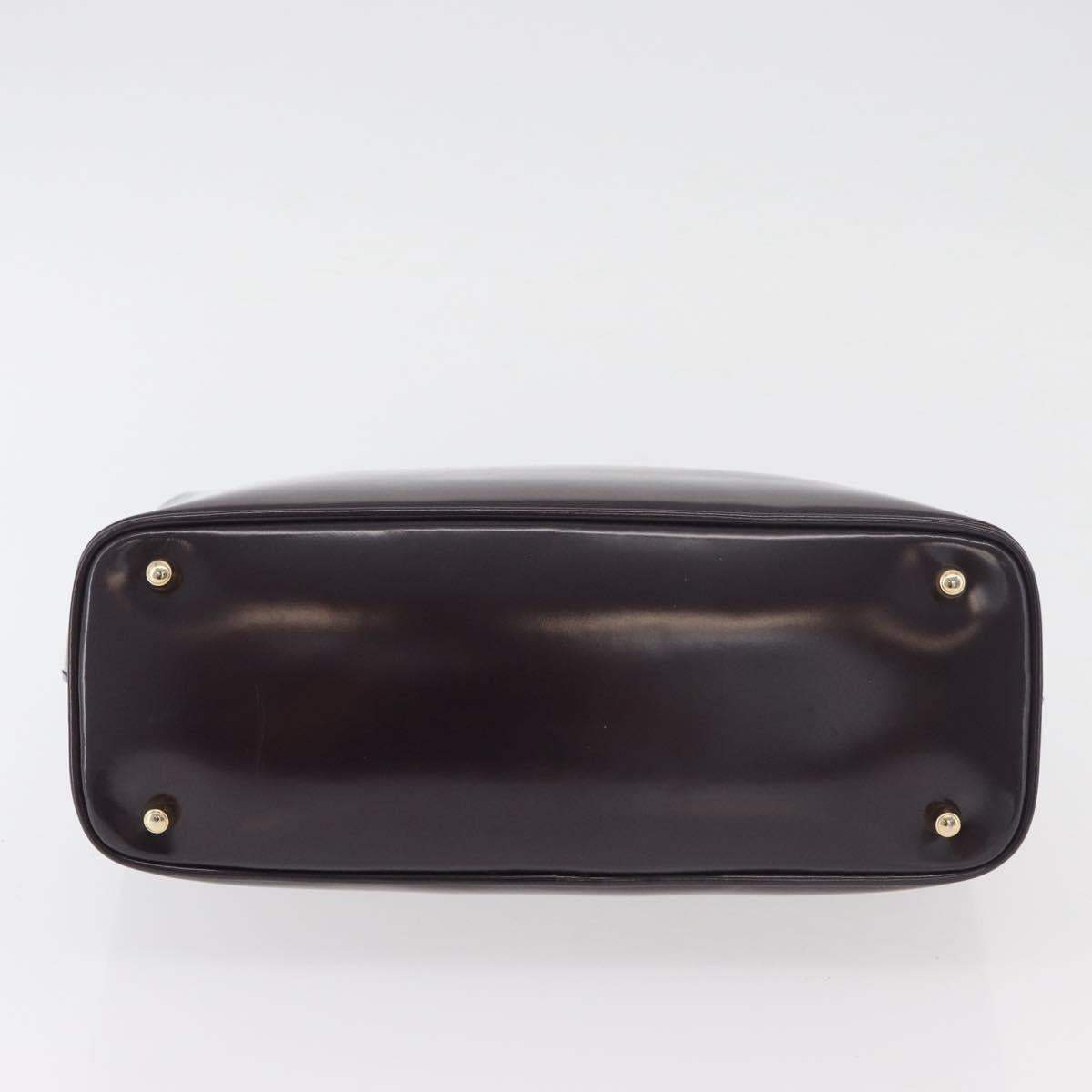 GUCCI Bamboo Hand Bag patent Bordeaux Gold 000 4781 0295 Auth 176222