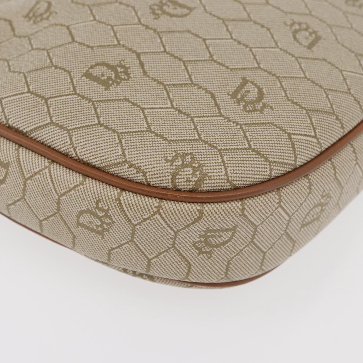 Christian Dior Honeycomb Canvas Chain Shoulder Bag PVC Beige Gold Auth 176223A