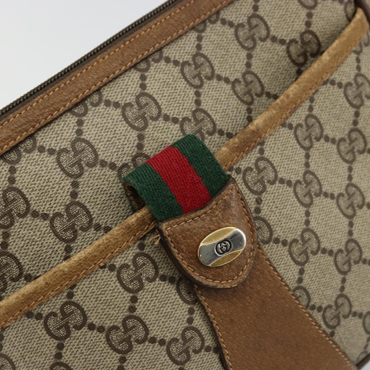 GUCCI GG Supreme Web Sherry Line Bag PVC Beige Gold 89 02 032 Auth 176224