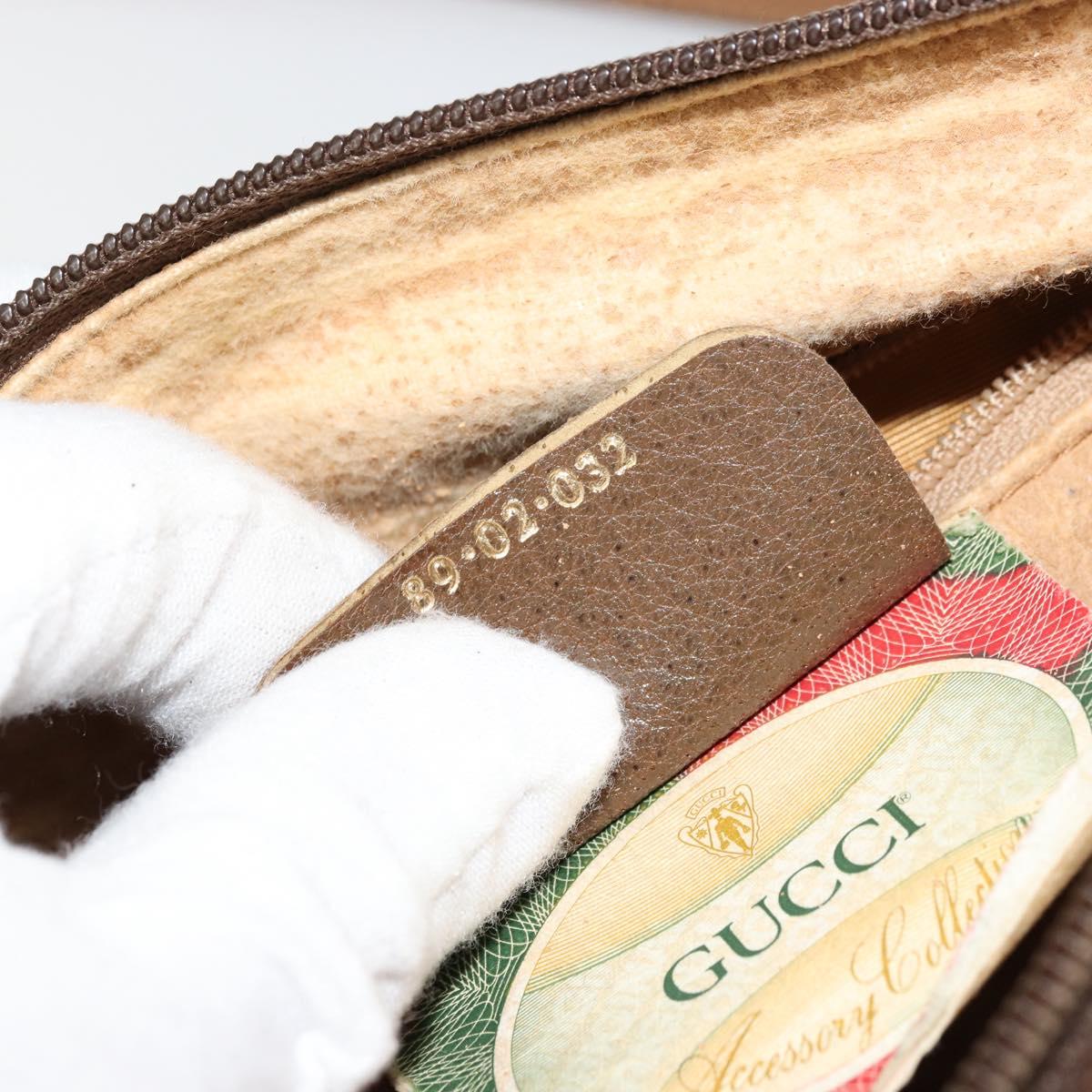 GUCCI GG Supreme Web Sherry Line Bag PVC Beige Gold 89 02 032 Auth 176224