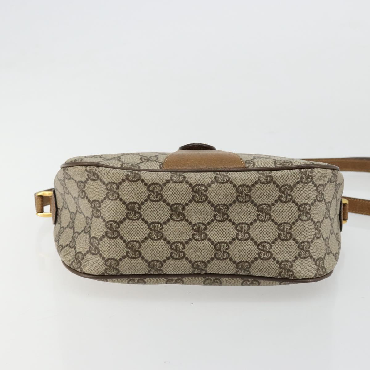 GUCCI GG Supreme Web Sherry Line Bag PVC Beige Gold 89 02 032 Auth 176224