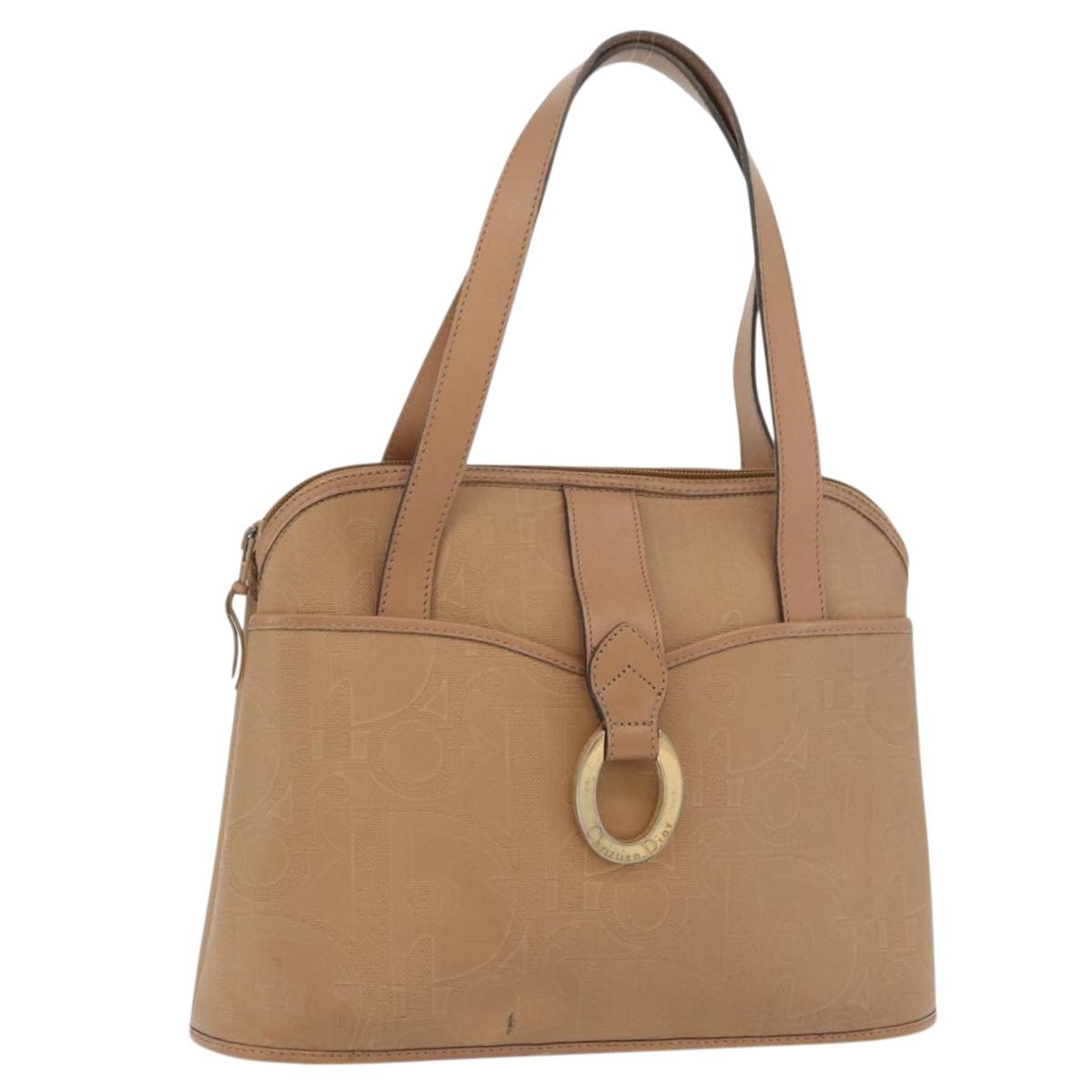 Christian Dior Trotter Canvas Hand Bag PVC Beige Gold Auth 176225