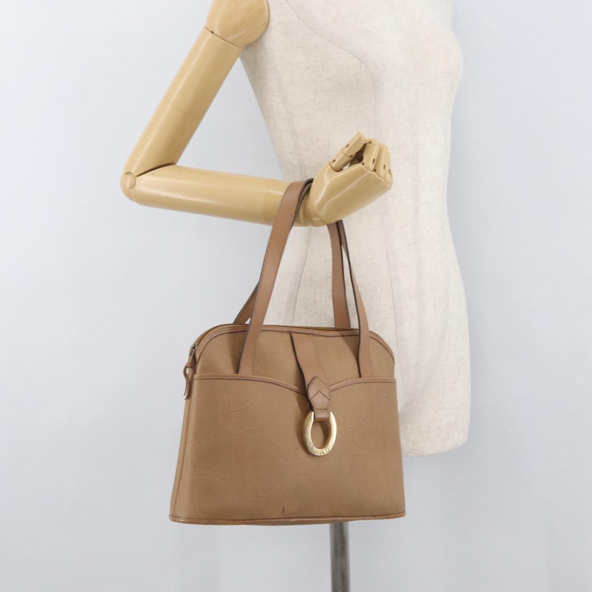 Christian Dior Trotter Canvas Hand Bag PVC Beige Gold Auth 176225