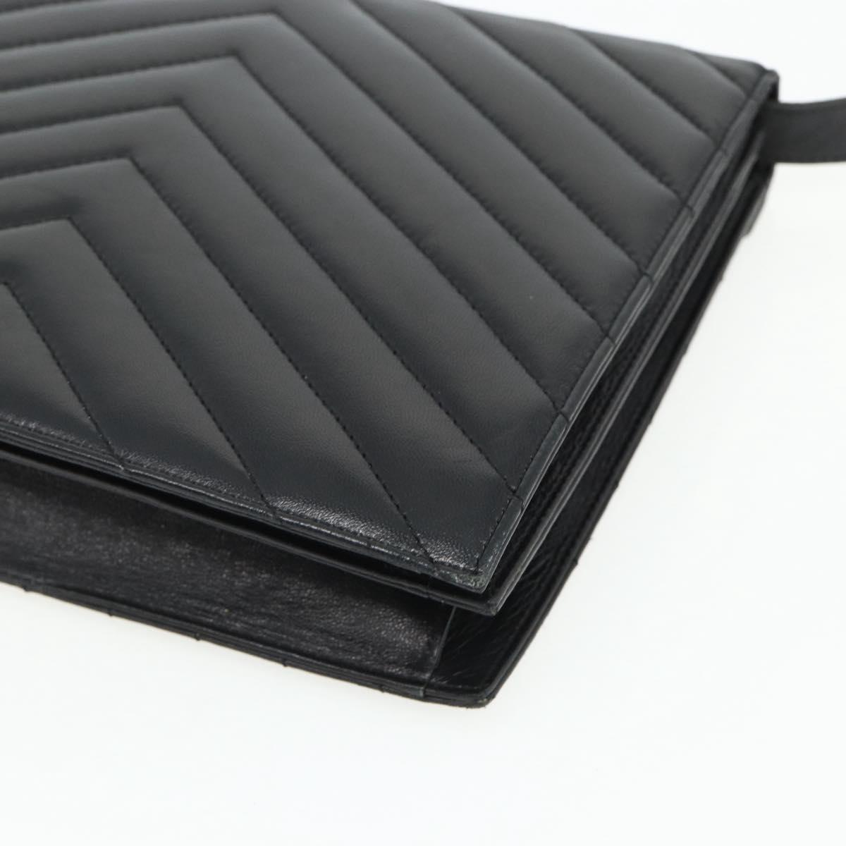 SAINT LAURENT Shoulder Bag Leather Black Silver Auth 176228