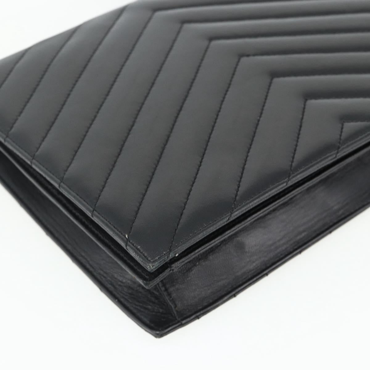 SAINT LAURENT Shoulder Bag Leather Black Silver Auth 176228