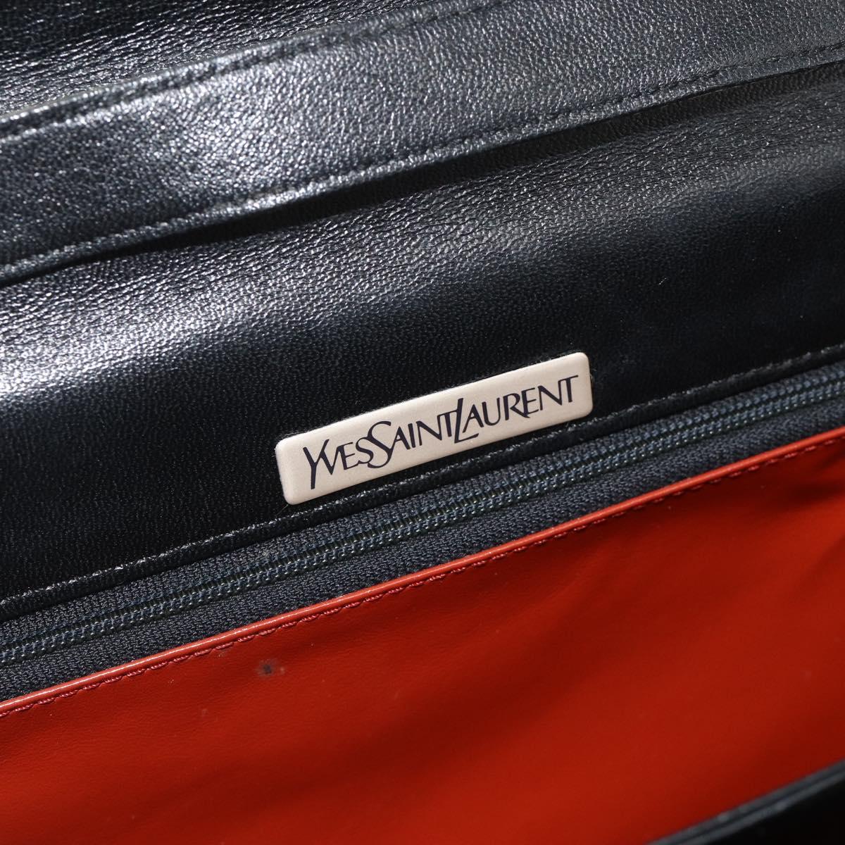 SAINT LAURENT Shoulder Bag Leather Black Silver Auth 176228