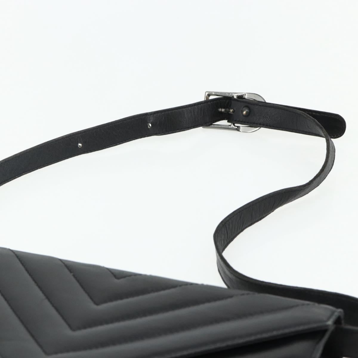 SAINT LAURENT Shoulder Bag Leather Black Silver Auth 176228