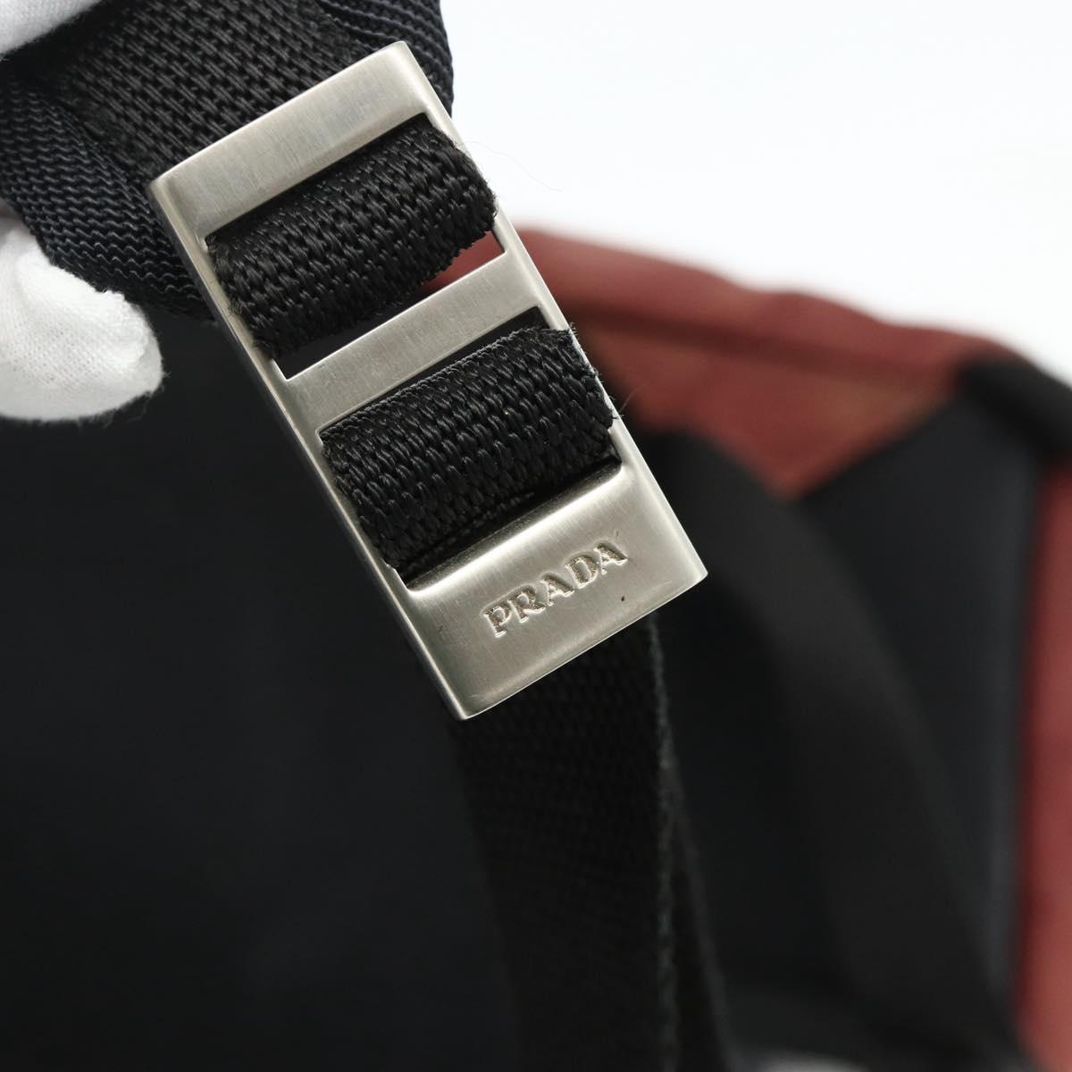 PRADA Backpack Nylon Red Silver Auth 176229