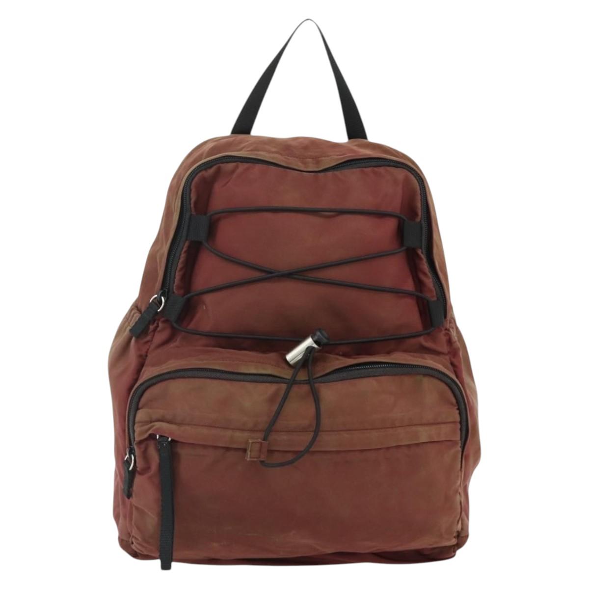 PRADA Backpack Nylon Red Silver Auth 176229