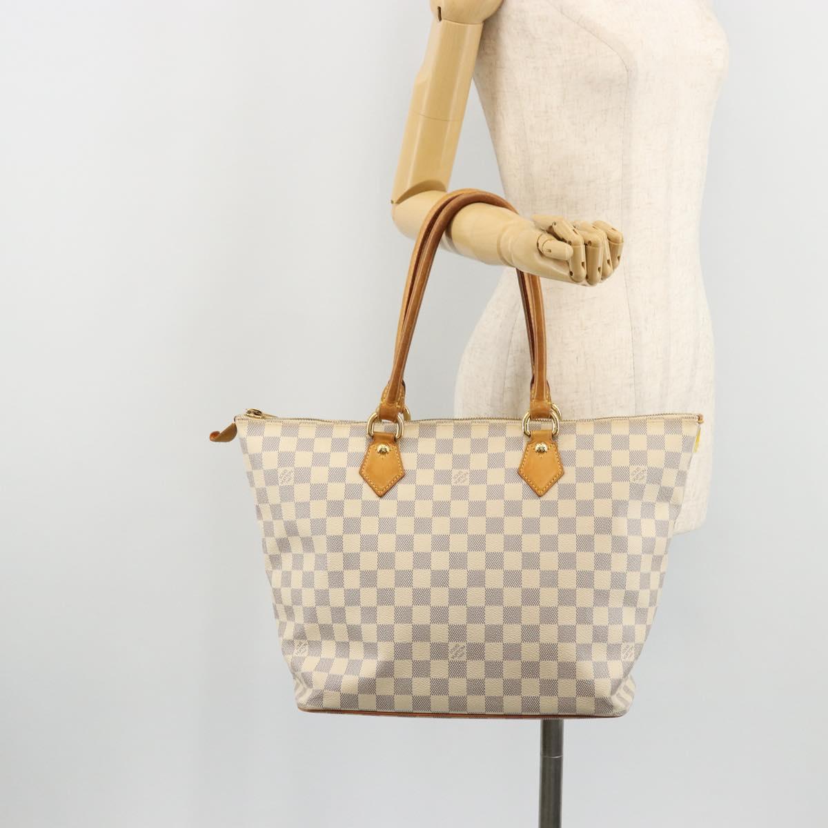 LOUIS VUITTON Damier Azur Saleya MM Tote Bag N51185 LV Auth 176240