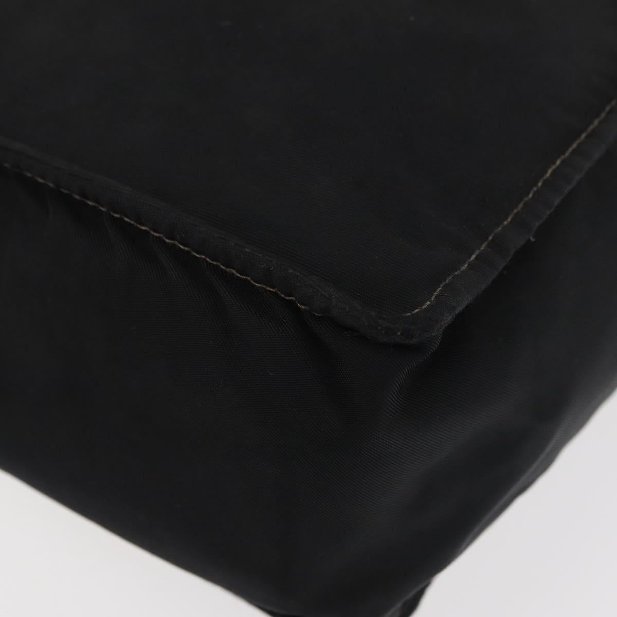 CHANEL Hand Bag Nylon Black Silver CC Auth 176247