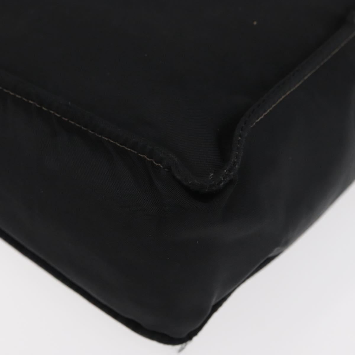 CHANEL Hand Bag Nylon Black Silver CC Auth 176247