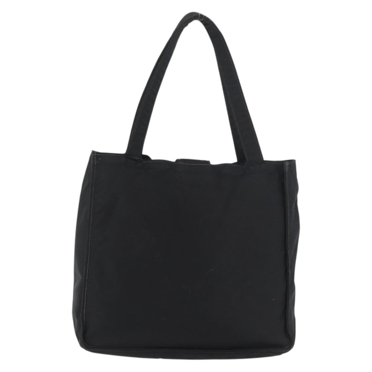CHANEL Hand Bag Nylon Black Silver CC Auth 176247
