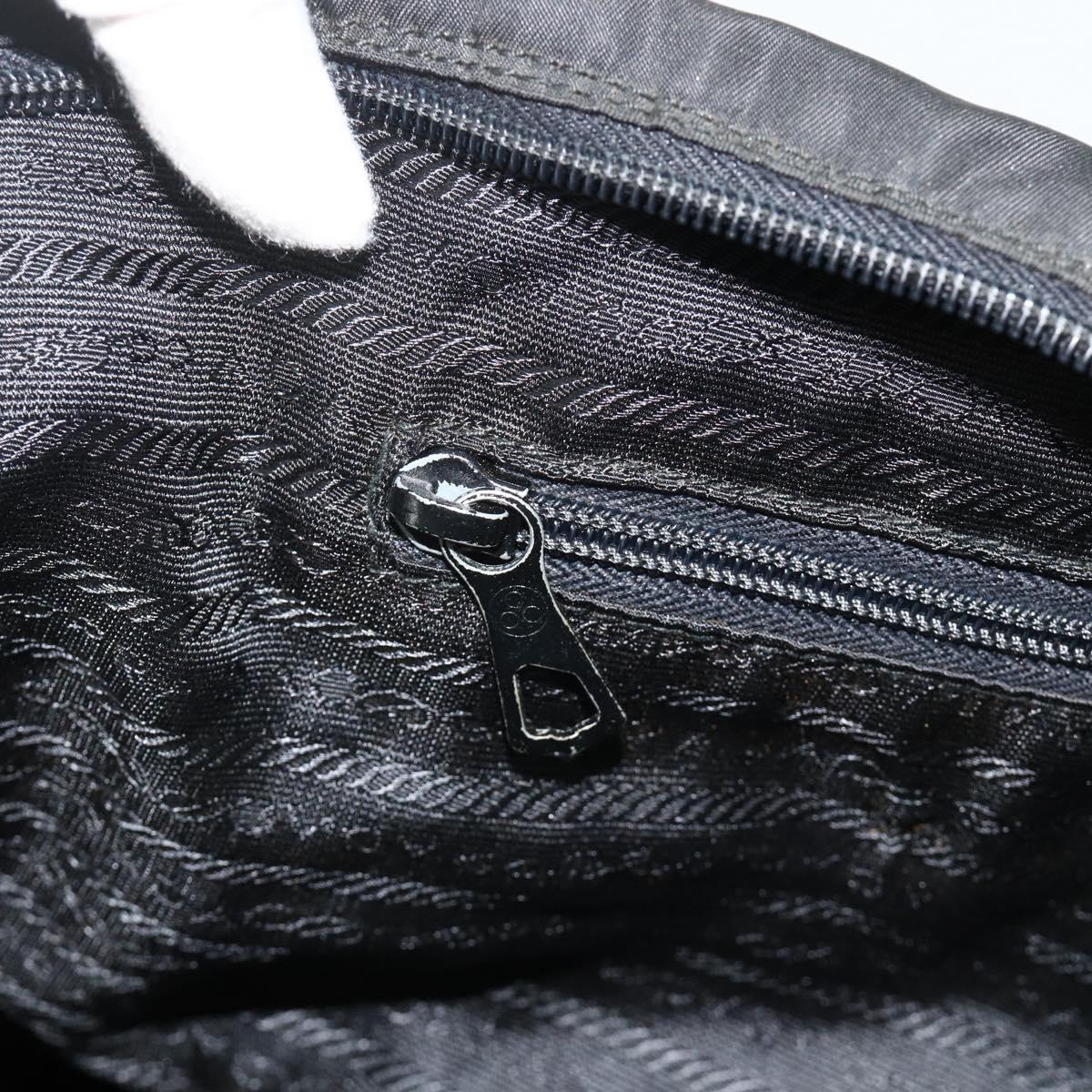 PRADA Boston Bag Nylon Black Gold Auth 176251